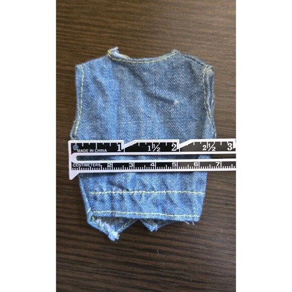 Vintage 1980s Barbie? Clone Mod? Doll Outfit Blue Jean Denim Vest & Newsboy Hat - Picture 8 of 10